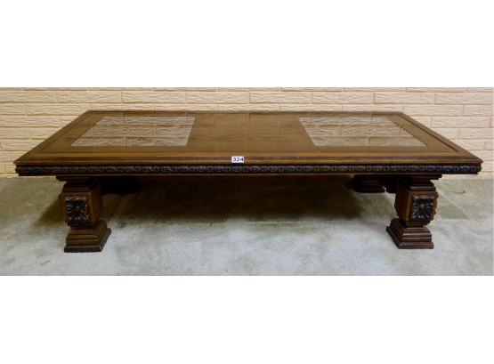 Large Carved Wood Coffee Table