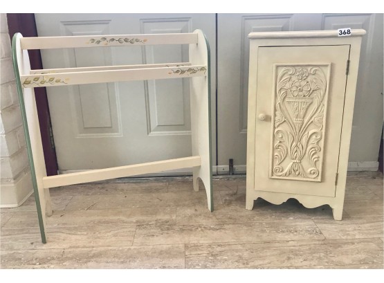 Small Cabinet & Painted Blanket Rack