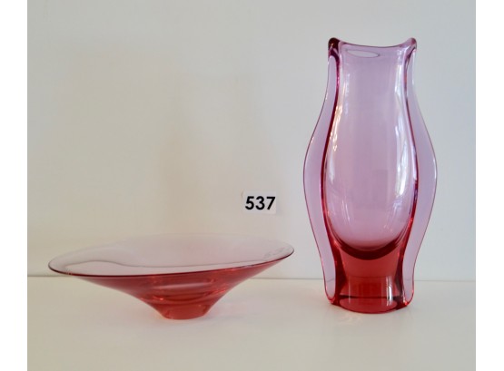2 Pieces Of Unmarked Art Glass