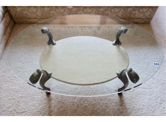 Glass Top & Stone Coffee Table