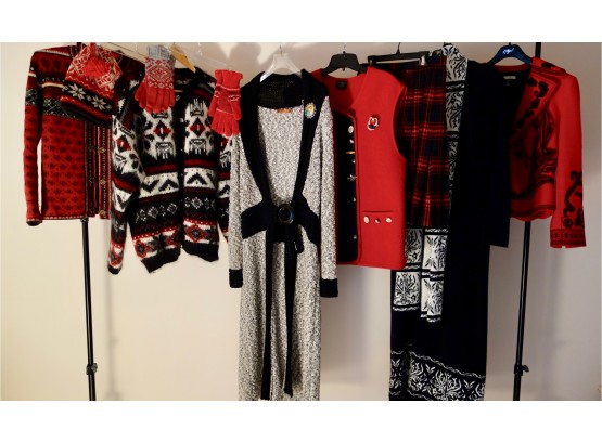 Womens' Sweaters In Reds & Black
