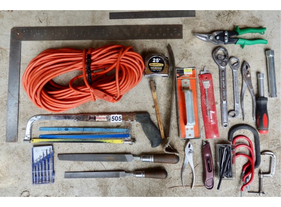 Extension Cord, Hacksaw, Straightedge, & More Tools