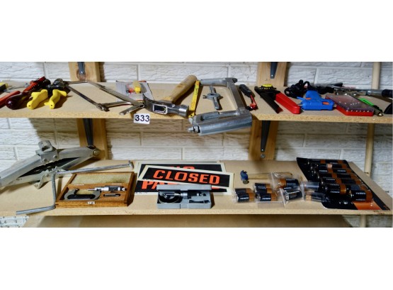 2 Shelves Of Tools & Batteries