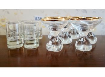 Vintage Barware Including Etched Vebaglas Shot Glasses & Art Glass Apertif Glasses