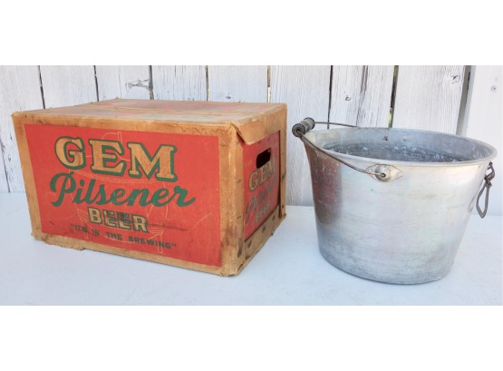 Vintage Beer Box & Milk Bucket