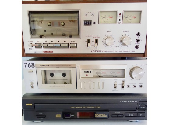 2 Vintage Pioneer Tape Players & An RCA 5 Disc CD Player