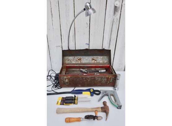 Vintage Tool Box W/Light & Tools