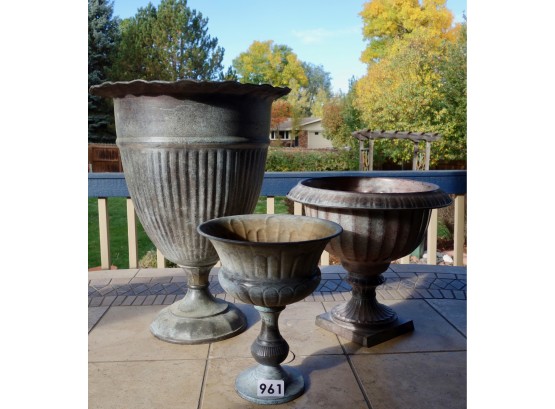 3 Metal Footed Planters