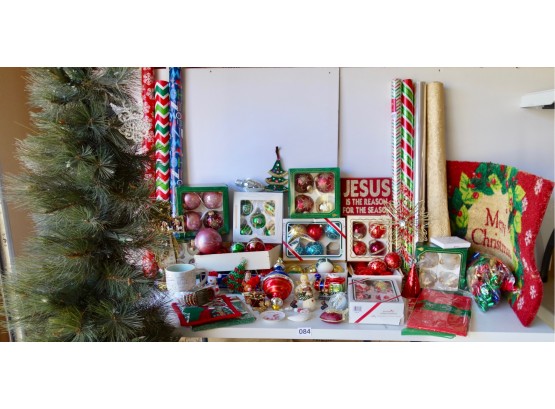 Assorted Christmas Décor, Wrapping, & Ornaments W/Some Vintage