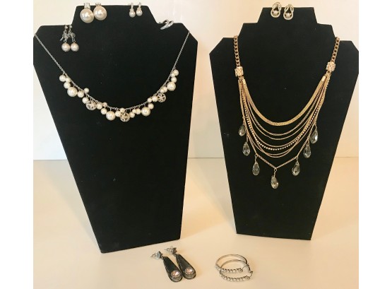 Costume Jewelry In Pearl & Rhinestone