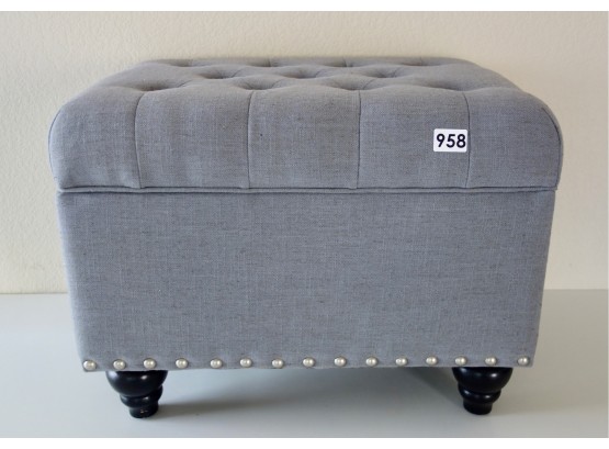 Gray Tufted Storage Ottoman By Threshold, In Great Condition