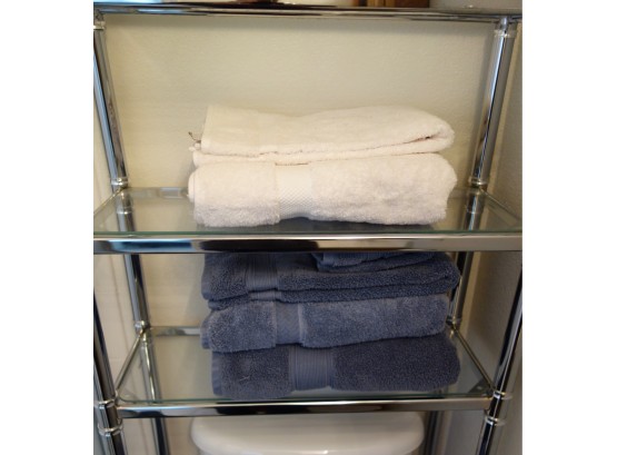 Over The Toilet Chrome/Glass Shelve W/Coordinating Towels & Bath Rugs