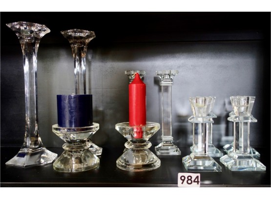 Assorted Crystal & Glass Candle Holders Including Waterford