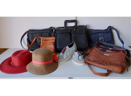 Assorted Purses, Hats, & Shoes, All In Very Good To New Condition