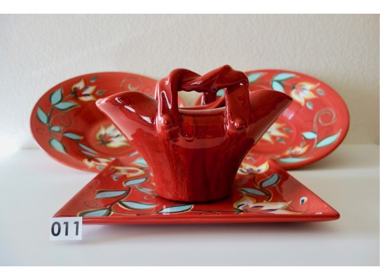 Large Decorative Gail Pitman Ceramic Bowls, Platter, & More