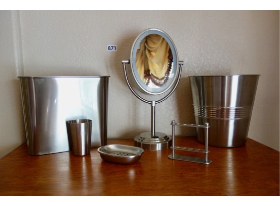 Brushed Metal Bathroom Accessories & Vanity Mirror