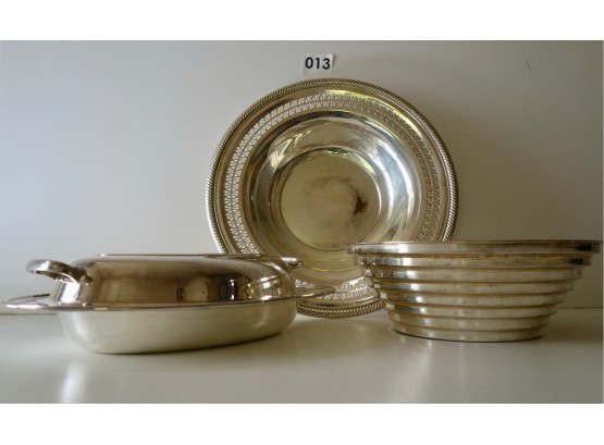 Silver Plate W/Art Deco Lines Including FB Rodgers,