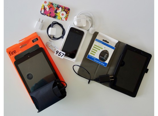 2 Kindle Fires (1 Looks Brand New In Box), An Iphone 4s, Point Logic Anti Theft Device, & More