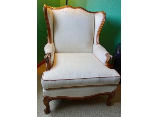 Fun Vintage Arm Chair W/Two Toned Linen Like Upholstery