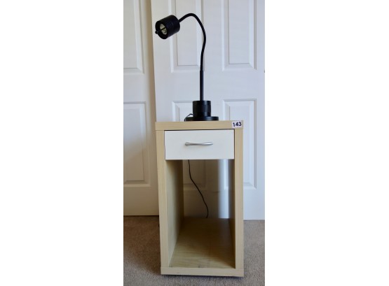 Small Blond Side Table W/Task Lamp