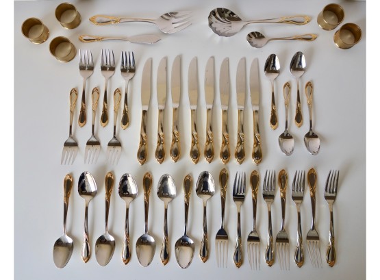 Retroneau Stephanie Flatware For 8, Missing 2 Salad Spoons & 4 Tea Spoons