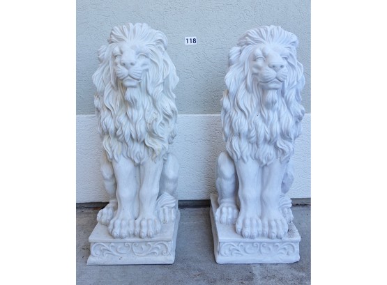 2 Composite Lion Statues