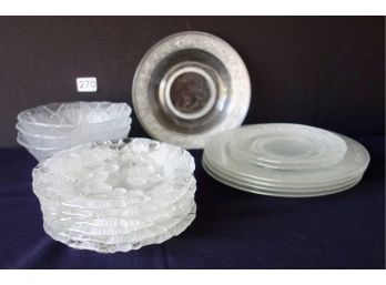 Etched Glass Plates & Bowls