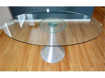 Glass Top Oval Tulip Style Modern Dining Table