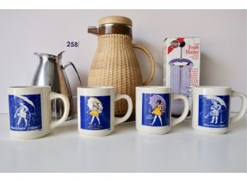 Insulated Coffee & Creamer Pitchers, Frother, & Morton's Salt Mugs