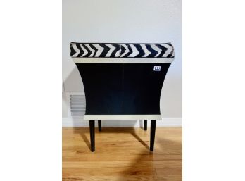 Leather Storage Chest With What Appears To Be Zebra Fur