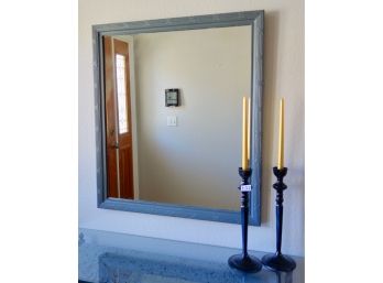Gray Mirror W/2 Candlesticks