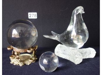 Vintage Glass Bird & Balls