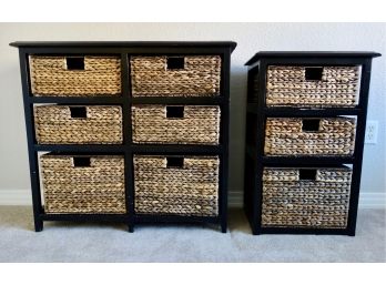 2 Sets Of Wicker Drawers