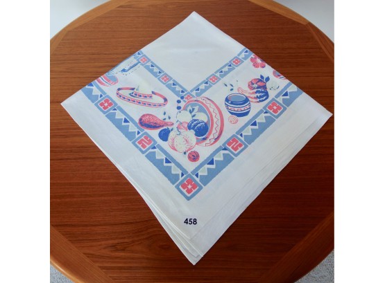 Vintage Printed Tablecloth W/Mexican Motif