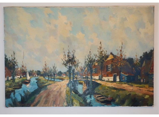 Gorgeous Mid Century Signed Oil On Canvas By Toon Koster, 1913-1989 Netherlands