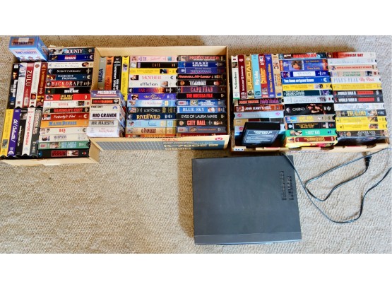 Large Lot Of VHS Tapes And Player