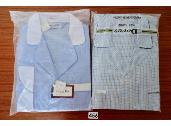 2 Sets Of New Vintage Men's Pajamas, Sz Med, Including Christian Dior