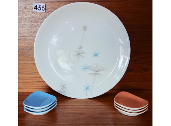12' Mid Century 'Caribe' Platter By Carlos Mentez & Small Dishes
