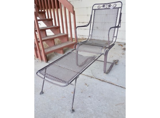 Vintage Metal Patio Chair W/Foot Stool
