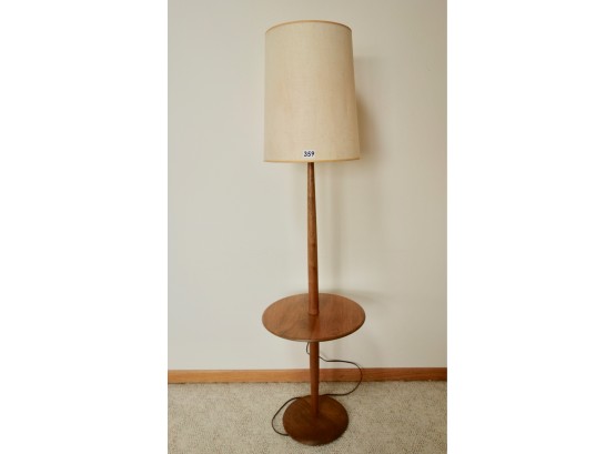 Vintage Mid Century Teak Floor Lamp W/Floating Table