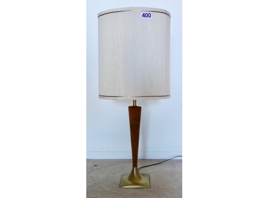 Mid Century Table Lamp W/Brass Base