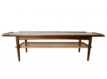 Poul Jensen For Selig Walnut Coffee Table W/caning, AS IS