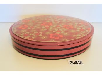 Sweet Vintage Asian Lacquer Box W/floral Motif