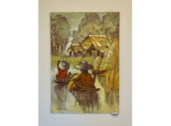 Signed Mid Century Painting By Sunanont, Ank