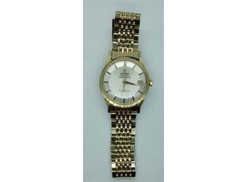 Vintage Omega Constellation Watch W/Gold Plated Beads Of Rice Band