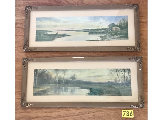 Vintage Hand Colored Prints Dated 1907 W Period Frames