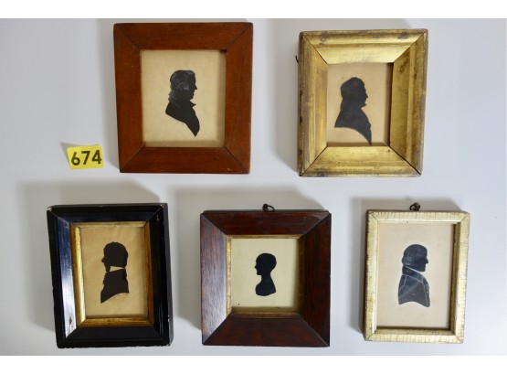 5 Antique Silhouette Portraits, At Least One By Master Hankes