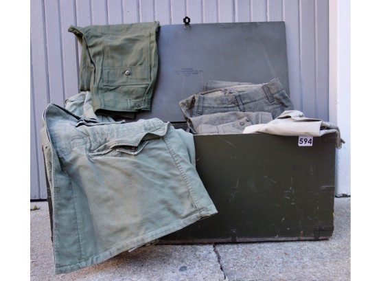 Vintage Military Trunk & Clothing
