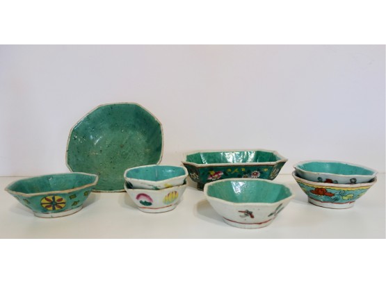 Antique Chinese Famille Vert Bowls