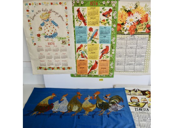 Great Embroidered Rooster Valance WPom Poms & Vintage Calendars